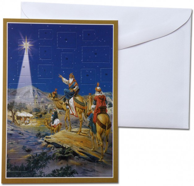 Weihnachts-Klappkarte mit Adventskalender "Heilige Drei Könige"