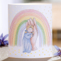 Preview: Papier LED-Deko-Leuchte - Kind in Hand mit Regenbogen