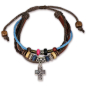 Preview: Armband "Kreuz" - blau/braun