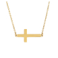 Preview: Halskette Kreuz Edelstahl Goldauflage