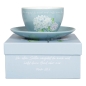 Preview: Tasse mit Untertasse "Von allen Seiten umgibst du mich..." Motiv Hortensie
