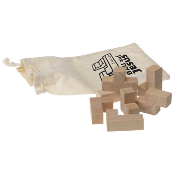 Würfelpuzzle aus Holz "Bau auf Jesus"