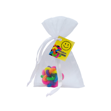 Preview: Knoten-Flummi in Regenbogenfarben "Smile: Jesus loves you!"