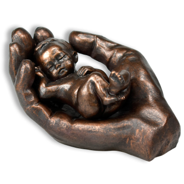 Keramikfigur "In seiner Hand" - bronzefarben