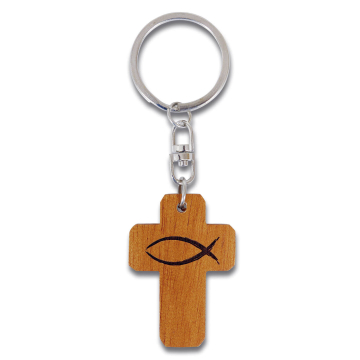 Schlüsselanhänger "Kreuz" - Fisch-Symbol