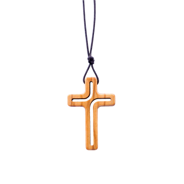 Halskette mit Anhänger Kreuz aus Olivenholz