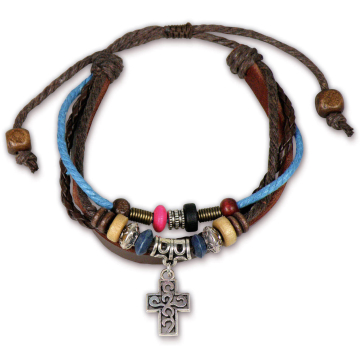 Armband "Kreuz" - blau/braun