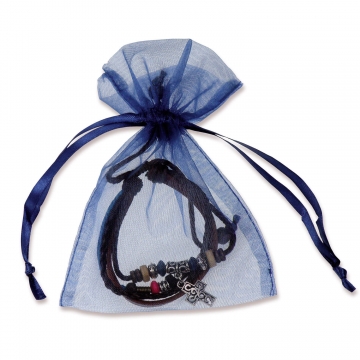Armband "Kreuz" - blau/braun