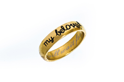 Ring "I will wait for my beloved" - Edelstahl/goldfarben