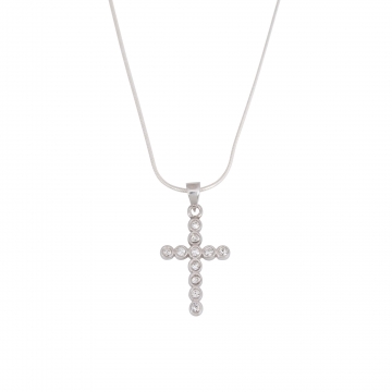 Halskette mit Anhänger Kreuz - Zirkonia Steine