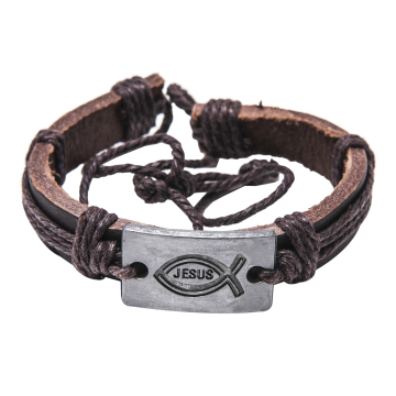 Leder-Armband "Fisch/Jesus"