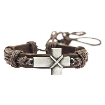 Lederarmband "Metall-Kreuz"