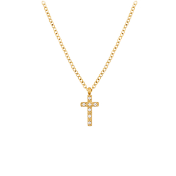 Halskette Kreuz Glitzer - vergoldet