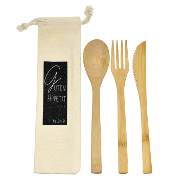Besteckset aus Bambus "Guten Appetit"