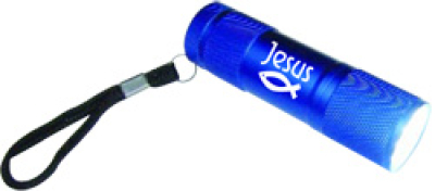 LED-Taschenlampe - Jesus/Fischlogo - blau