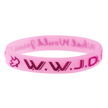 Silikon Armband "WWJD-Taube" - rosa