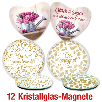 Spar-Paket: 12 Kristallglas-Magnete