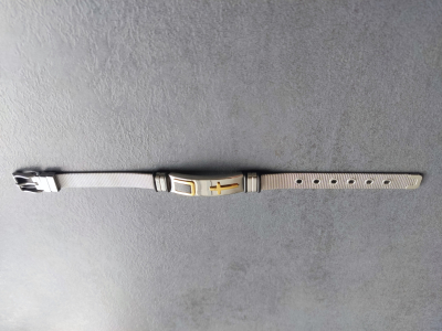 Edelstahl-Armband mit Edelstahl Kreuz Applikation - vergoldet