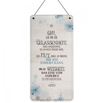 Vintage Blechschild "Gott, gib mir die Gelassenheit ..."