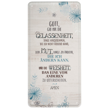 Vintage Blechschild "Gott, gib mir die Gelassenheit ..."