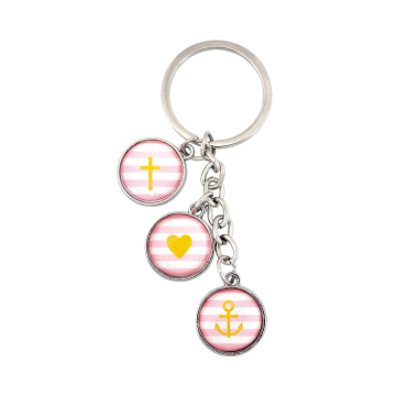 Schlüsselanhänger "Glaube Liebe Hoffnung" - rosa Streifen Design