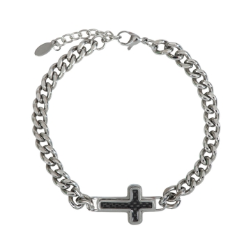 Herren-Gliederarmband mit Kreuz
