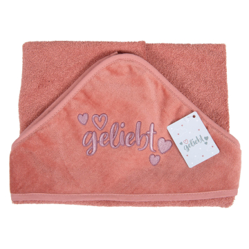 Baby-Badetuch "geliebt" - altrosa Baby-Badetuch "geliebt" - altrosa
