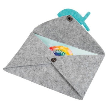 Preview: Geschenk-Kuvert "Fisch" - Filz hellgrau