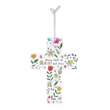 Aufhängekreuz-Meine Welt ist bunt mit Jesus