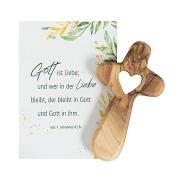 Handschmeichler Kreuz/Herz aus Olivenholz