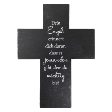 Schiefer Kreuz "Engel" - Groß