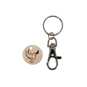 Schlüsselanhänger Karabiner mit Holz EK-Chip - Taube