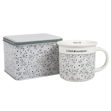 Preview: Tasse mit Metalldose "Einfach wunderbar Psalm 139" Preview: Tasse mit Metalldose "Einfach wunderbar Psalm 139"