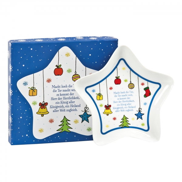 Weihnachtsteller "Mach hoch die Tür..." - Sternform