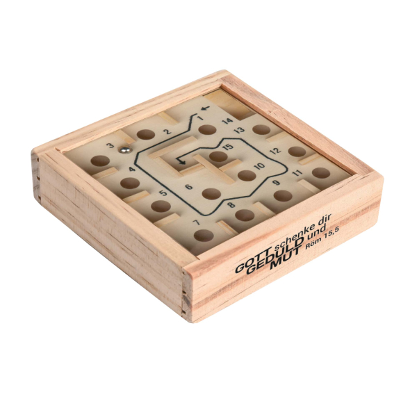 Geduldspiel Holzlabyrinth "Gott schenke dir Geduld und Mut"