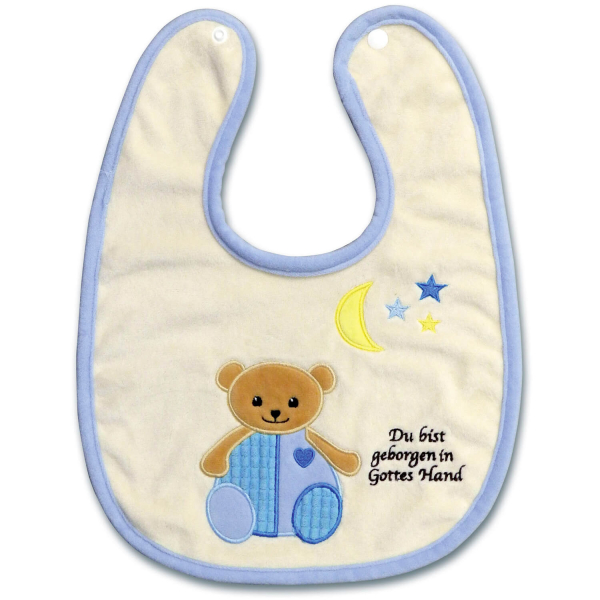 Lätzchen - Bär "Du bist geborgen in Gottes Hand"
