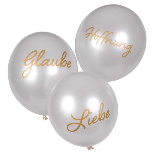 Luftballons "Glaube Liebe Hoffnung" - 12er Set