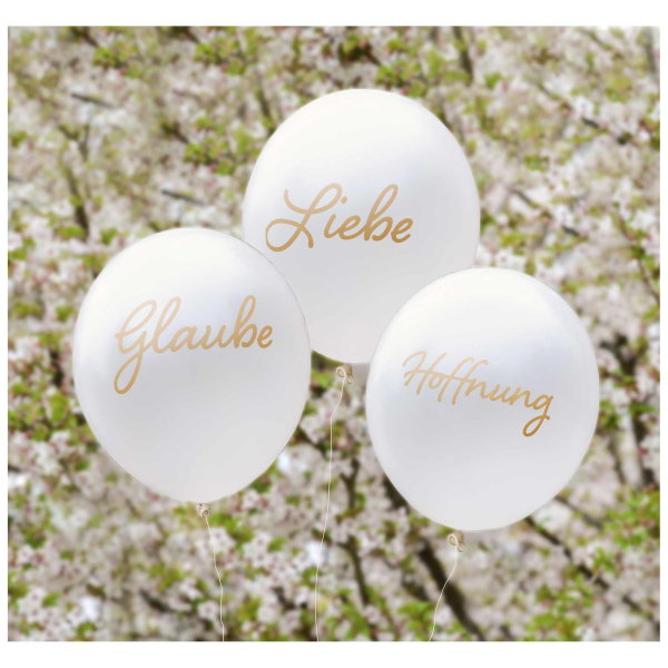 Luftballons "Glaube Liebe Hoffnung" - 12er Set