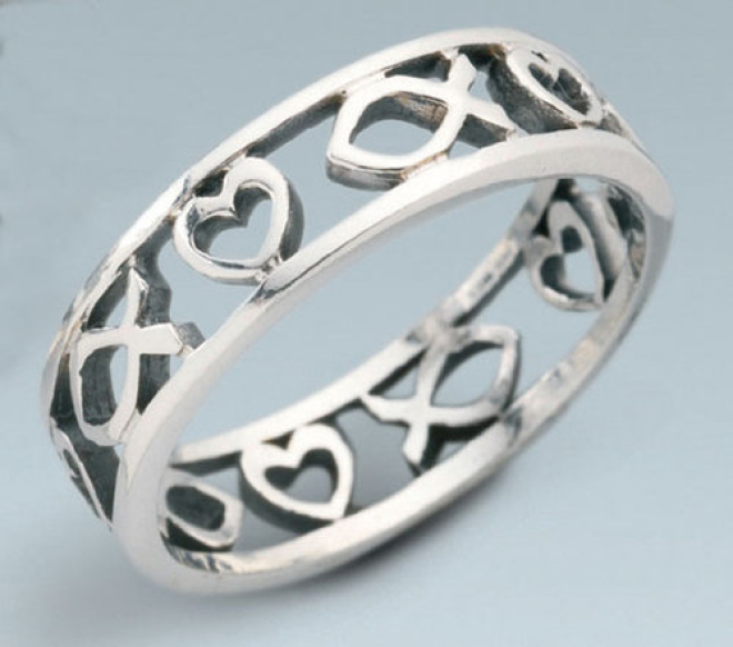 Ring "Herz und Fisch" - Sterlingsilber
