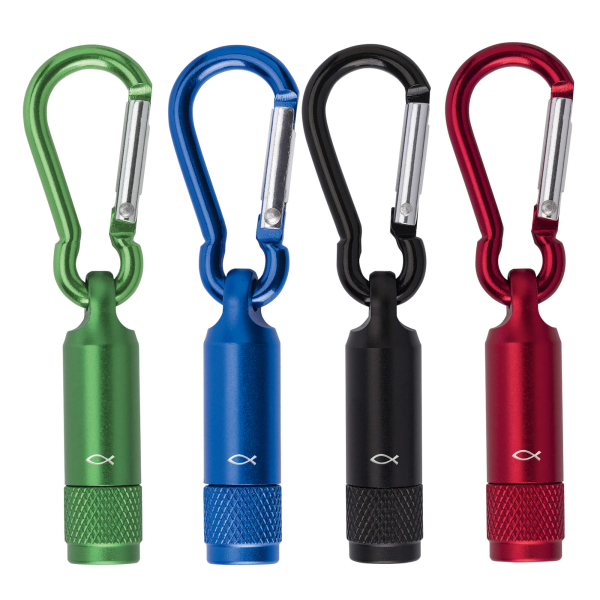 Taschenlampe mit Karabiner - Fischsymbol