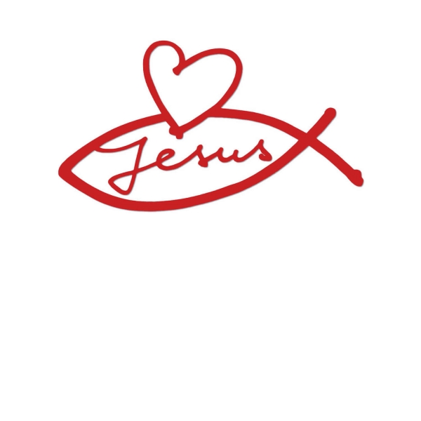 Autoaufkleber "Herz-Jesus-Fisch" - Rot