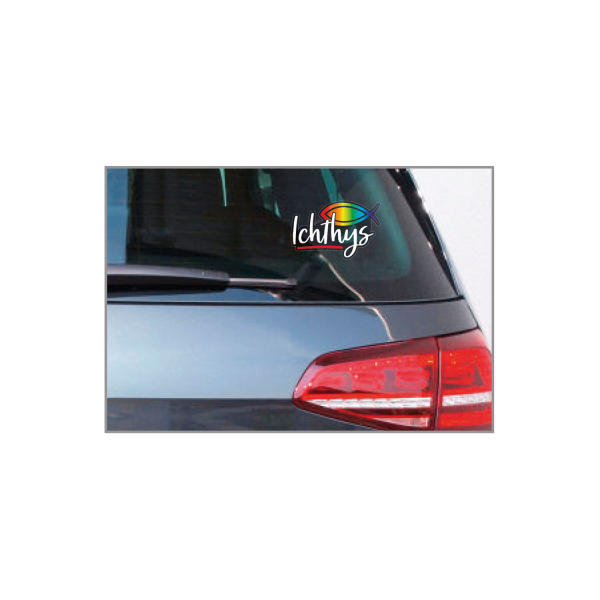 Aufkleber "Ichthys-Fisch" - Regenbogenfarben