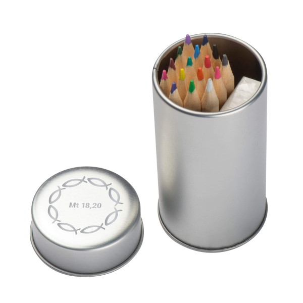 Buntstifte-Set in Metalldose "Ichthys-Fische"