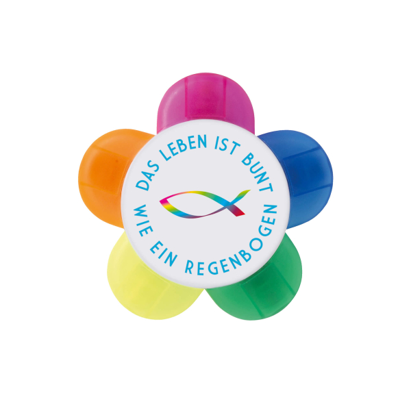 Textmarker "Blume" - Das Leben ist bunt wie ein Regenbogen