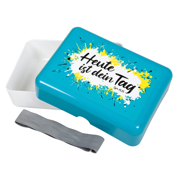 Brotdose mit Elastikband "Heute ist dein Tag"