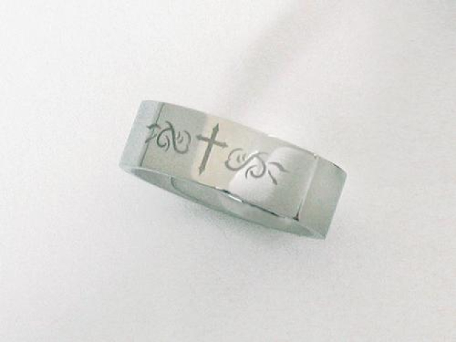 Edelstahl Ring "tribal cross"