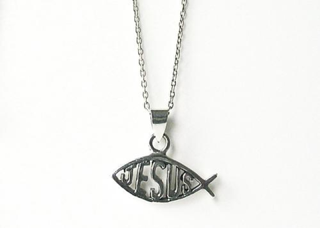 Kette mit Anhänger "Jesus/Fisch" - 925er Sterlingsilber