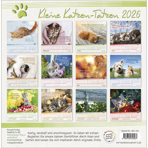 Kalender-Kleine Katzen-Tatzen 2026