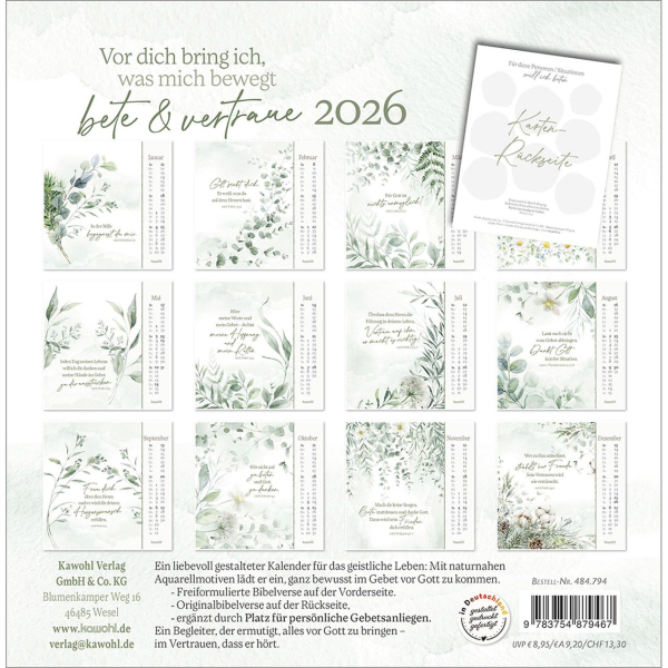 Kalender-Vor dich bring ich, was mich bewegt 2026