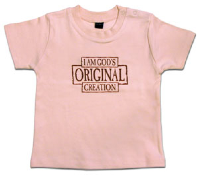 Kinder-T-Shirt "I am God`s Original creation" -rosa